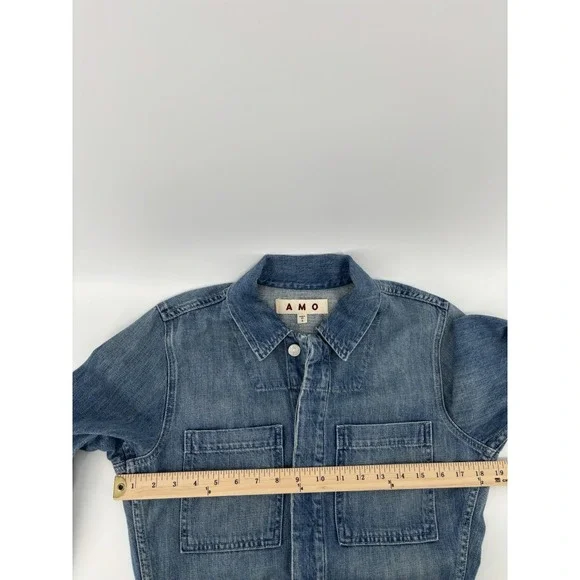 NWOT AMO Skip Denim Jumpsuit Sz S Color Indigo MSRP $398 Cottagecore Momcore - Picture 12 of 16